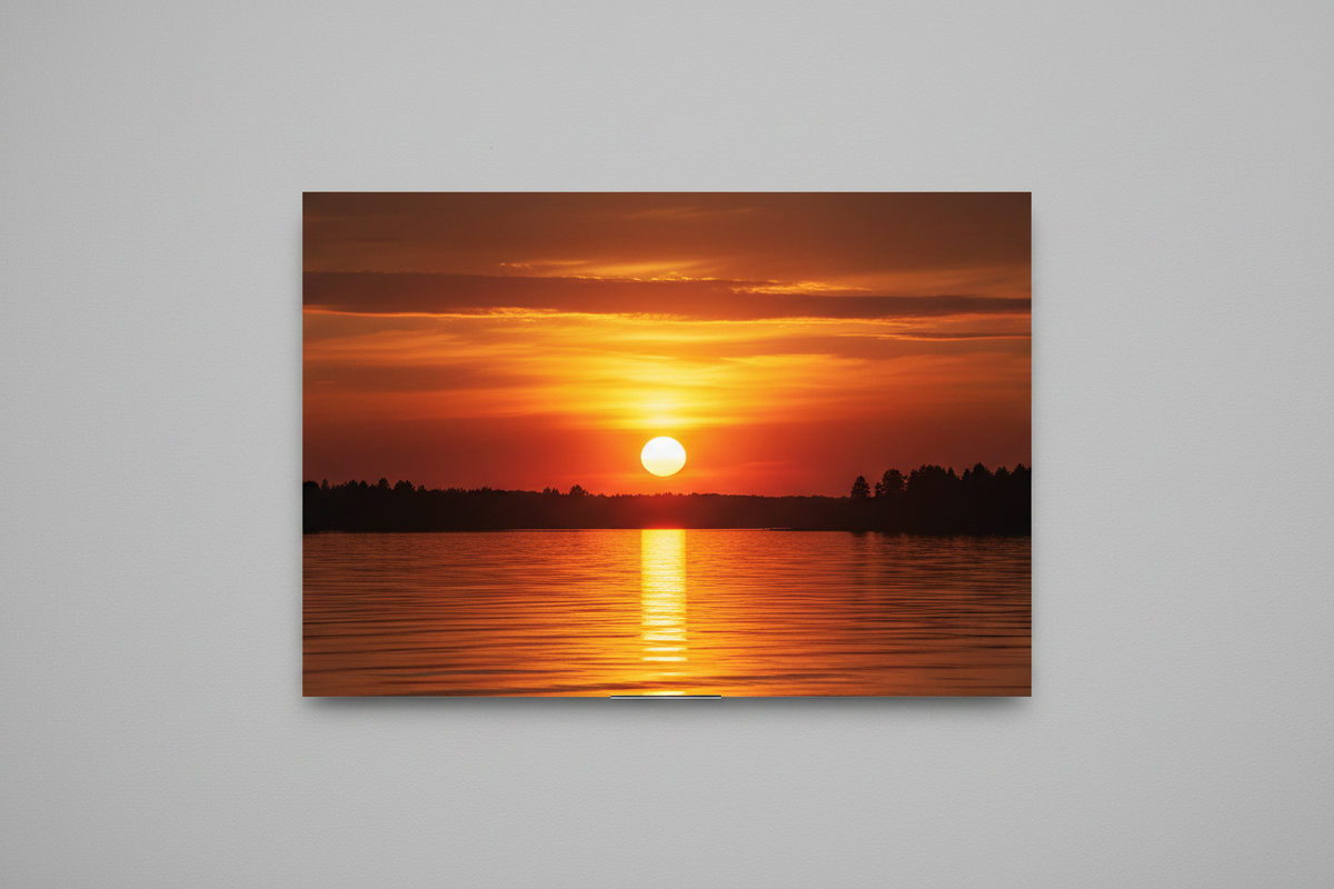 Golden Lake Sunset — 11x14 High-Gloss Metal Print