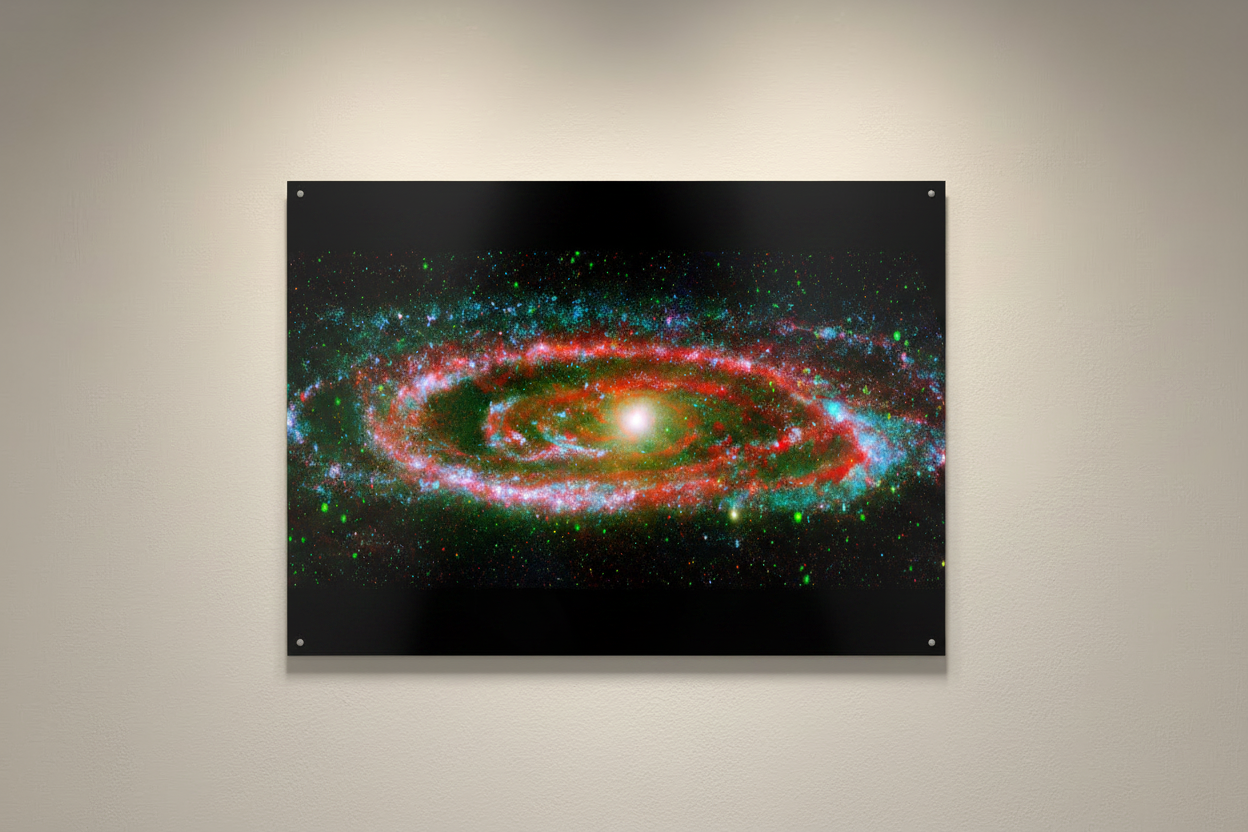 Andromeda Galaxy Spiral – 11x14 High-Gloss Metal Print with Floating Wood Mount