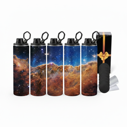 "Carina Cosmic Cliffs" 20 oz Stainless Steel Skinny Tumbler – Sublimated Galaxy Travel Mug with Loop Lid